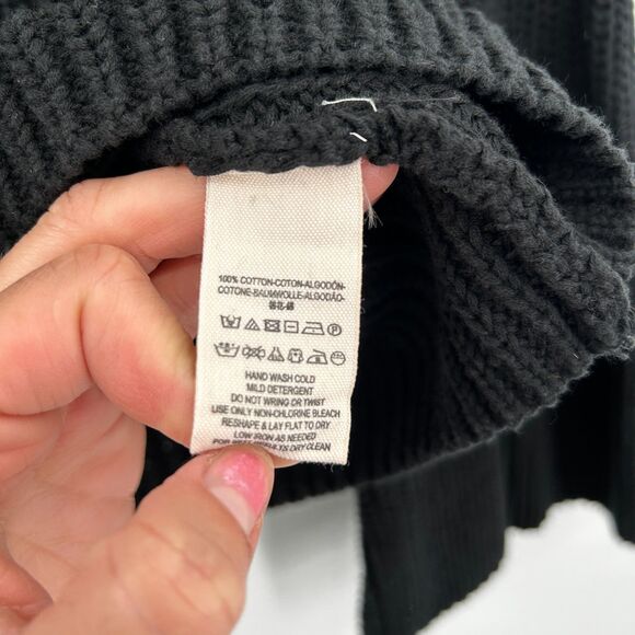 FREE PEOPLE Black Damsel Bell Sleeve Cropped Boxy Oversized Boho Knit Sweater XS - Picture 9 of 9